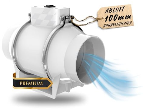 TronicXL Turboventilator Axial Rohrventilator 100mm leise I Rohrlüfter Abluftventilator Abluft/Zuluft Lüfter Ventilator Bad Küche Garage Rauchabzug Werkstatt