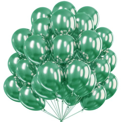 KOBOKO Grüne Luftballons Metallic, 50 Stück 12 Zoll Luftballons Grün, Ballons Grün Deko Kindergeburtstag, Dunkelgrün Helium Luftballon Party Deko Grün, Grüne Ballons für Weihnachten, Geburtstag Deko