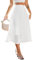 CUPSHE Maxirock für Damen, elegantes Plissee-Design, Netz-Detail, vielseitiger und stilvoller Rock für alle Gelegenheiten, weiß, M