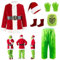 YFMBFV Grinch Kostüm Erwachsene,7 PCS Grinch Weihnachtsmann Outfit Grünes Monster Halloween Christmas Funny Cosplay Costume Props for Women Men