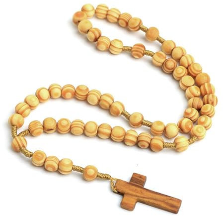 BAIRUNDA Rosenkranzperlen Aus Massivem Holz 10 mm Handgefertigt Gewebt Katholische Rosenkranzkette Mit Kreuz Für Christliches Gebet Kommunion Taufe Messe,10mm,A