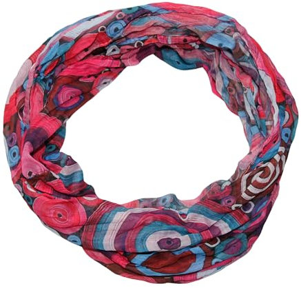 beybey® Retro Damen Seide Loop Schal wahnsinnig schön und sehr fein Seidenschal Kreis-Muster (LKS fuchsia)