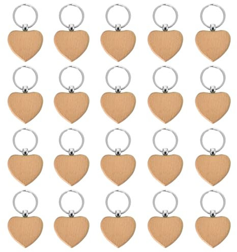 Schlüsselanhänger Holz 20 Stück Schlüsselring Holz Herz Blanko Diy Schlüsselring Holz Holz Blanko Herz Schlüsselring Wooden Keychain Schlüsselring Für Diy Schnitzen, Dekoration, Geschenke, Malen