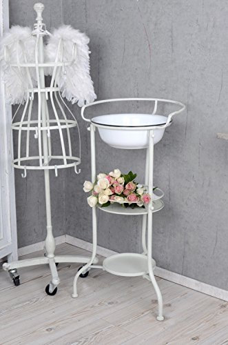 Vintage Shabby Chic Enamel Bowl Washstand for Bathroom Antique Sink by Palazzo Exclusive