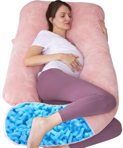 Coussin de Grossesse Complet en Forme de U avec Housse Amovible pour Femmes Enceintes, Coussin de Grossesse pour Dormir, Soutien pour Le Dos, Les Jambes, Le Ventre(Mousse à mémoire de Forme,Rose)