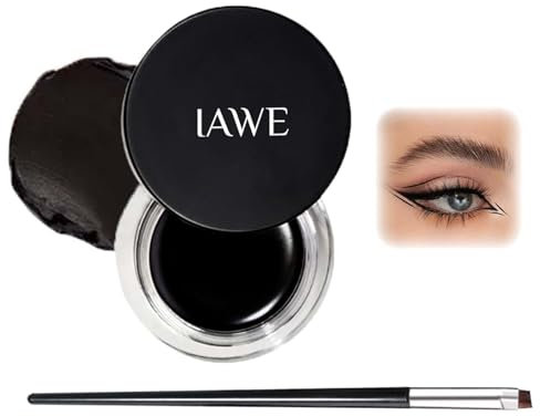 EONFAVE Eyeliner Wasserfest, Gel Eyeliner Black, Kajalstift Schwarz mit Pinseln, Creme Eyelinergel, Langanhaltende, Hochpigmentiert, Wischfest, Glatte Textur, für Ein Alltägliches (Schwarz)