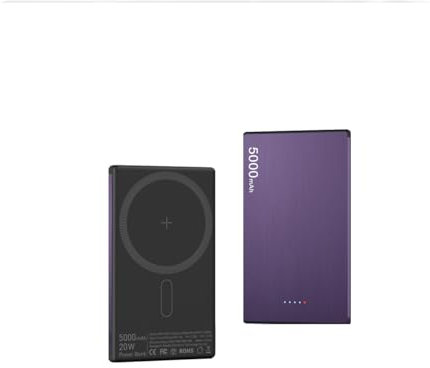 Powerbank für Magnetische, Magnetische Power Bank 5000mAh PD 20W Akkupack Ultra-schnelles Magnetische Kompatibles Portabel Powerbank Ladegerät USB-C Kabel für Phone 17/16/15/14/13/12 Pro Max (Lila)