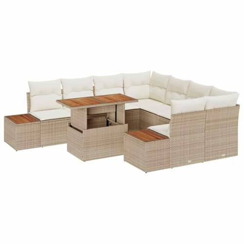 vidaXL Garten-Sofa-Set 9 STK. Beige Poly Rattan