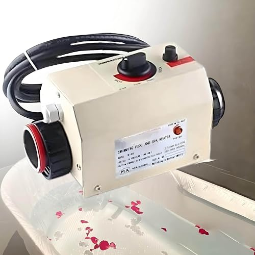 MhWrughts Pool-Warmwasserbereiter, 2/3 kW elektrischer Warmwasserbereiter mit Thermostat, Pool-Warmwasserbereiter mit Einstellbarer Temperaturregelung, für Schwimmbecken,2KW