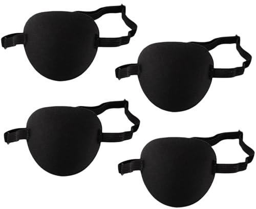 Máscara de un Solo Ojo,4 Piezas Parches de Ojos Ajustables,Parche Pirata Parches Oculares Adecuado Para Corrección De Estrabismo Perezosa y Cosplay