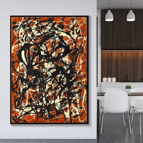 AEXOIO Ölgemälde auf Leinwand von Jackson Pollock – „Freie Form“ – Kunstdruck, Poster, Bild, modernes Wandbild für das Wohnzimmer (80 x 135 cm / 31 x 53 Zoll/ungerahmt)