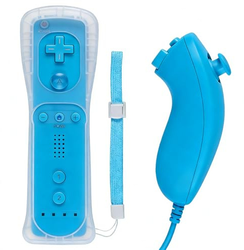 Funmo Controller für Wii Remote Plus Controller -Wi-i- Fernbedienung mit Motion Plus und W-ii-Nunchuck Con-troller W-ii Kontroller W-ii Vernbedinung Ersatz für Wii/WiiU (B)