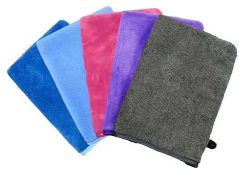 BOGCLEE 5 Piezas Manoplas Baño, Guantes de Lavado para Cara, Franela Guantes de Limpieza Facial,15 x 20cm, para Baño, Desmaquillante, Lavado Facial
