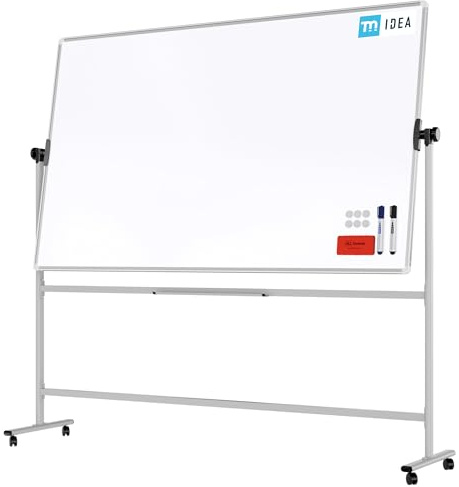 ALLboards Mobiles Board, Serie: TM Idea/Flex – mit doppelseitiger Whiteboard-Oberfläche, drehbar, 200×120 cm