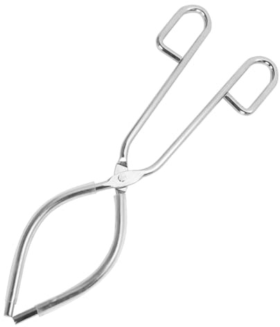 HIAKDOFT Thicken Stainless Steel Crucible Tongs for Beaker Flask Lab Kitchen Use Anti-Slip Handle Heat-Resistant Experiment Accessory Silver