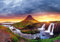 wandmotiv24 Fototapete Island Landschaft, Kirkjufell Berg, XL 350 x 245 cm - 7 Teile, Wanddeko, Wandbild, Wandtapete, Sonnenaufgang, Wasserfall, Abendstimmung M1038