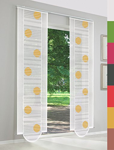 Schiebegardinen nach Maß, hochqualitative Wertarbeit, 7 Farben verfügbar, Bogen, Maßanfertigung, Schiebevorhang, Flächenvorhang, Blickdicht, inkl. Laufwagen (120cm Höhe x 60cm Breite/Gelb)