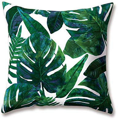 Hengjiang Weich Plüsch Weiß Nordic Style Kissen Kaktus grün Leaf Pflanze Druck 18 x 18/45 x 45 cm Überwurf weicher, einfarbiger Kissen für Home Sofa Bett Deko, Polyester, 16, 45 cm*45 cm