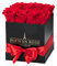PARIS EN ROSE Rosenbox ECKIG | mit 12 roten Infinity Rosen Größe XL | eckige, schwarze Box mit Schleife | ewige Rose | 3 Jahre haltbar | Grußkarte