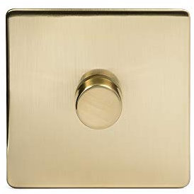 24k Brushed Brass Gold 2 Way Intelligent Trailing Dimmer Switch Screwless (1 Gang 2 Way)