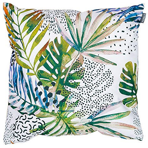 Bean Bag Bazaar Outdoor Cushions Filled, Wild Collection, Decorative Palm, 43cm x 43cm, Water Resistant, Outdoor Cushions for Garden Furniture, Garden, Patio