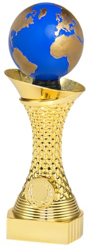 RaRu Extravaganter Pokal mit Einer Weltkugel in der Trendfarbe Gold, mit Ihrer Wunschgravur / 28cm