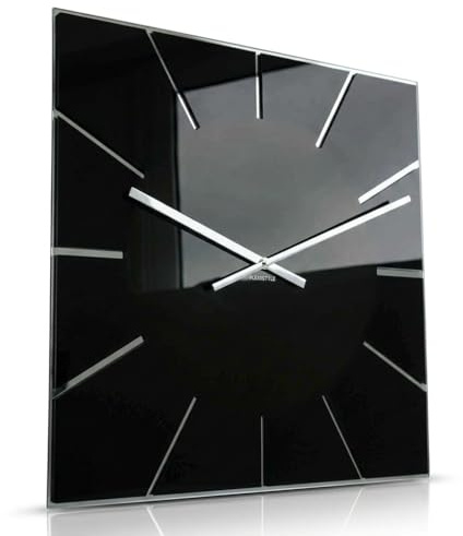 FLEXISTYLE Wanduhr groß modern ohne Tickgeräusche 50 cm Schwarz Design Wanduhren Küche Badezimmer Uhr Wand große wall Clock minimalistisch leise Wohnzimmer