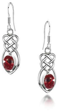 Shrieking Violet® Ohrringe Keltischer Knoten Mohnblumen Ohrringe mit echten roten Euphrbia-Milii-Blumen, Sterling-Silber 925