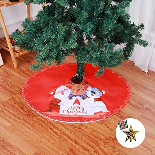 Odot Weihnachtsbaum Rock Dekoration, Decke Weinachtsdeko 90cm Rund Weihnachtsbaumdecke Weihnachtsbaum Röcke Ornaments für Weihnachten Baum Rock Deko Schutz (90cm,Hirsch)