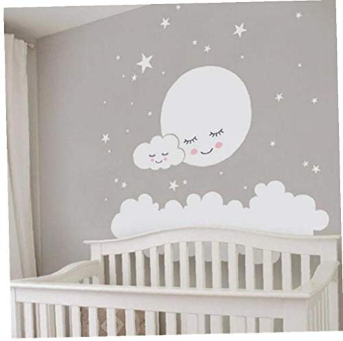 Zonfer Mond Wandtattoo Wolke Kinderzimmer-Wand-Aufkleber Für Kinderzimmer Aufkleber Nursery Sterne-Wand-Aufkleber Mädchen Dekorative Vinyl Babies 62 * 62cm