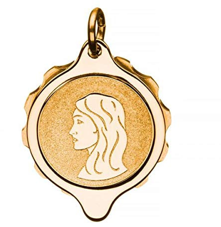 SOS Talisman Anhänger vergoldet, Sternzeichen Jungfrau, Notfallkapsel für wichtige medizinische Informationen