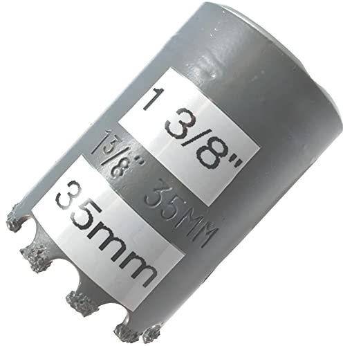 Scie-cloche en carbure de tungstène de 35 mm – Scie-cloche en carbure de tungstène pour stuc, brique, plâtre renforcé en fibre de verre et carrelage en céramique, pour cloisons sèches et blocs de