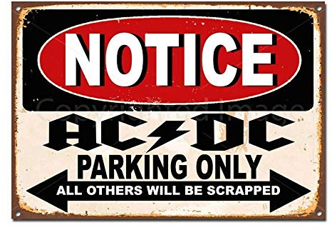 Keviewly ACDC Parking Only Blechschild, Vintage-Wandposter, Retro-Eisenmalerei, Metallschild für Bar, Café, Garage, Zuhause, Geschenk, Geburtstag, Hochzeit