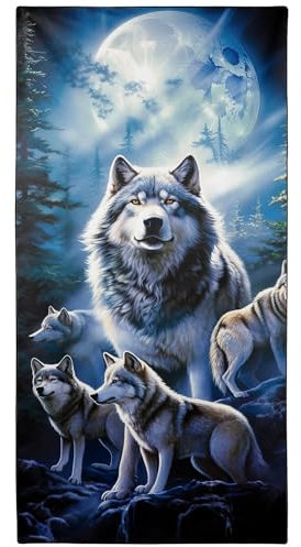 Zomer Strandtuch groß 90x180 cm Badetuch mit Moonlight Wolf Badetuch Hochwertiges Schnelltrocknend Mikrofaser Towel