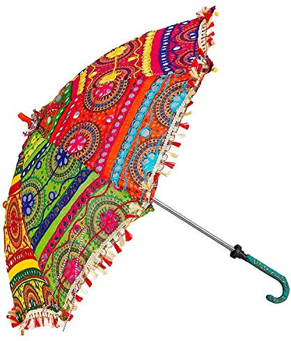 ROYAL CRAFT Dekorativer Sonnenschirm, indischer Vintage-Stil, für Hochzeit, Geburtstag, Party, Dekoration, viele bestickte Regenschirme, 5 Stück