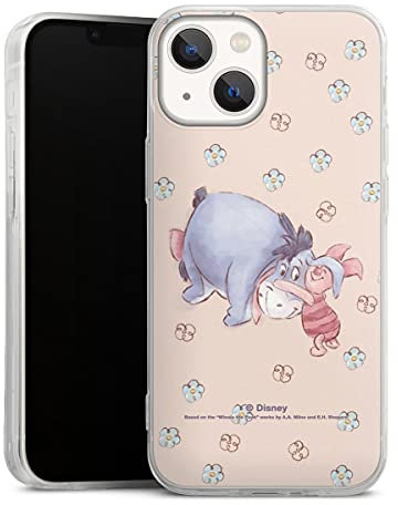 Slim Case extra dünn kompatibel mit Apple iPhone 13 Mini Silikon Handyhülle transparent Hülle Disney Winnie Puuh Ferkel Esel