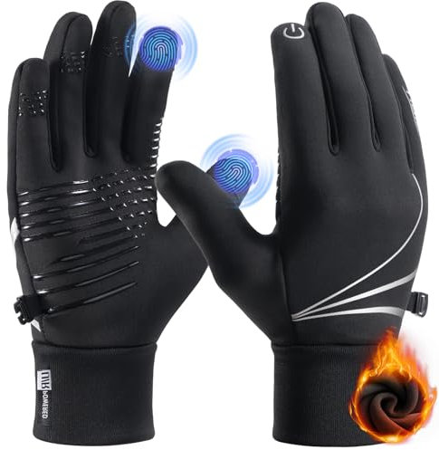 PULIOU Handschuhe Herren Damen Winter Warme Fahrradhandschuhe Winterhandschuhe Fahrrad Handschuhe Sporthandschuhe Laufhandschuhe Touchscreen Winddichte rutschfest Elastisch