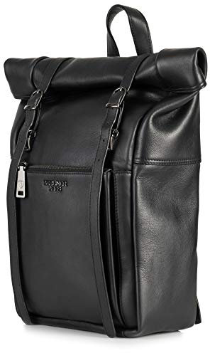 Berliner Bags Premium Zaino Pelle Uomo Lille, Zaino da Lavoro Donna, in Vera Pelle per PC e Viaggi, per Uomo e Donna - Nero