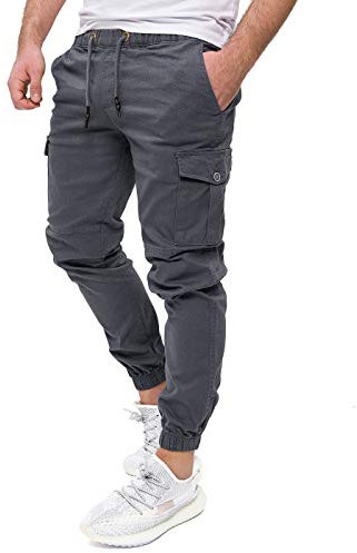 PITTMAN Darius - Cargo Männer Hose - Herren Hosen Aus Baumwolle - Stoff Cargohosen Slim Fit, Grau (Tornado 183907), W33/L30