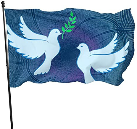 Weltfriedensflagge 150x90cm, lebendige Farbflagge, UV-beständige Flagge Flagge der Friedenstaube Banner-Flagge, Polyester-Banner mit Ösen, große Deko-Flagge für Zuhause, drinnen und draußen