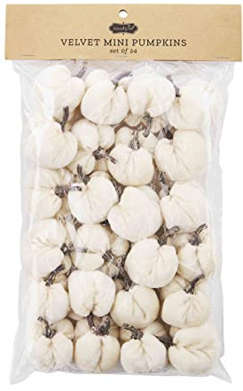 Mud Pie Samt-Kürbis Vasenfüller, cremefarben, 1 1/2 x 2 Dia