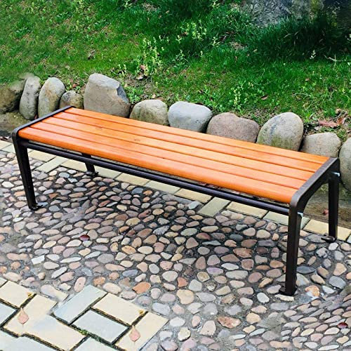 Gartenbank Holz 2 Sitzer Ohne Armlehne Balkonbank Kleiner Balkon für Terrasse Parkbank Aus Metall Sitzbank Bank Terrassenbank mit Gestell Aus Eisen Gartenmöbel(1.5m)