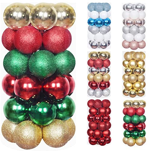 EYQ Christmas Baubles 30pcs 60mm Shatterproof Christmas Tree Decorations Hanging Decoration for Xmas Tree,Christmas Ball Ornaments Christmas Decorations Indoor for Home Party Gift,Red&Gold &Green