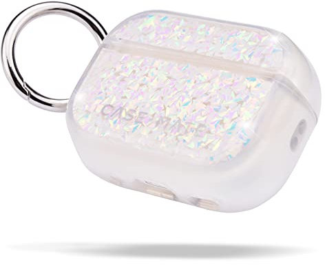 Case-Mate Diamond Case Schutzhülle kompatibel mit Apple AirPods Pro 2 (2022 & 2023) Hülle Glitzer (Qi-ladefähig, Metallring, Aussparung für Lightning-Anschluss, Schillerndes Gehäuse)