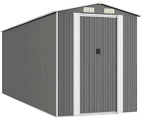 vidaXL Garden Shed Light Grey 192x523x223 cm Galvanised Steel
