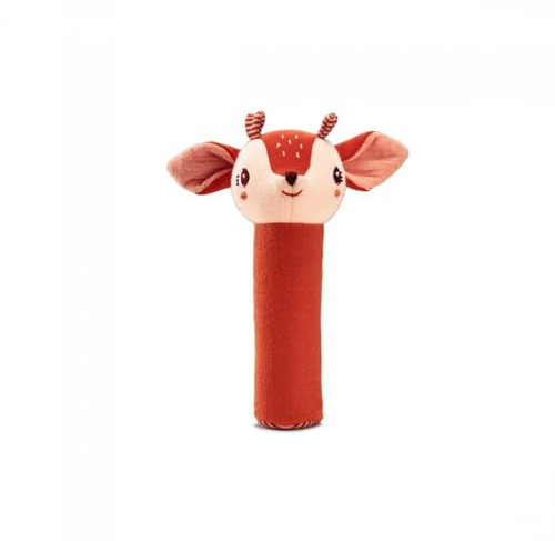 LILLIPUTIENS - Hochet pouet - Stella Le Faon - Jouet sensoriel pour bébés avec Son Amusant - en Coton Bio - Compagnon Doux et Rigolo pour Bébé - Dès la Naissance - Jouet d'éveil - 83389
