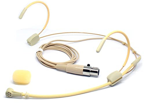YPA Microphones MD6028SL Headset Microphone Headworn Condenser Mic for Shure Wireless System Bodypack Transmitter,Beige - Uni-Directional
