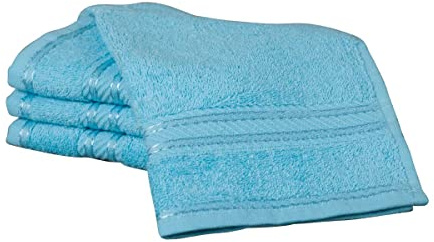 Bentley Priory Linens Supreme Face Flannels for Bathroom 500GSM Super Soft Combed Cotton Pack of 4 Absorbent and Quick Dry Face Cloth Flannel Towels Set 30 x 30cm (Bright Blue Combed Cotton)