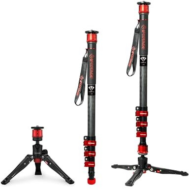 IFOOTAGE Cobra 3 Monopod C180F, 71 Carbon Fiber Travel Monopod, Professional Camera Monopod with Tripod Base, Max Load 8KG, Compatible with DSLR Cameras, Camcorders