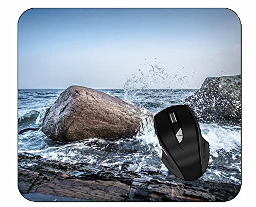 YENDOSTEEN Non-Slip Rubber Gaming Mouse Pad,Norway Sea Stones Water Splash Gaming Mousepad 300 * 250 * 3 mm